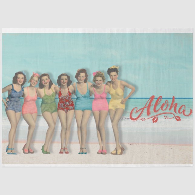 Papier Mousseline Retro Bathing Beauties Decoupage Tissue Paper (Recto)