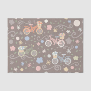 Papier Mousseline Rétro bicyclette et fleurs
