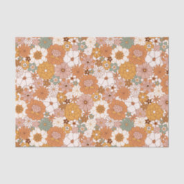 Papier Mousseline Retro Boho Terracotta Floral