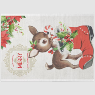Papier Mousseline Retro Christmas Deer et Père Noël Boot Decoupage