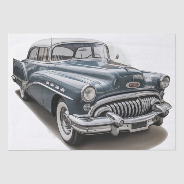 Papier Mousseline Retro Classic Car Decoupage (Recto)