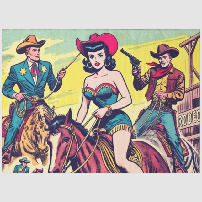 Papier Mousseline Retro Country Western Comics (Recto)