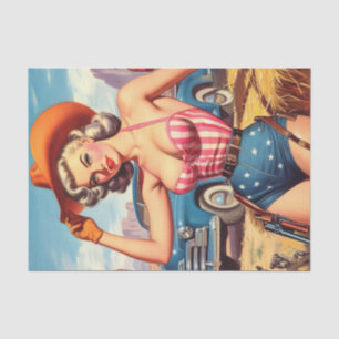 Papier Mousseline Retro Cowgirl Pin Up