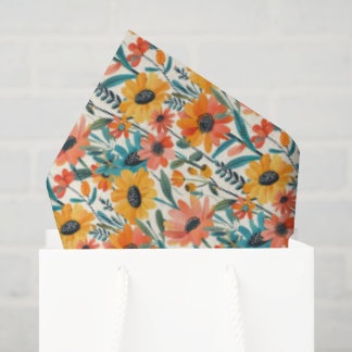 Papier Mousseline Retro Daisy Floral Tissue Paper