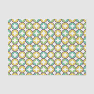 Papier Mousseline Retro Diamond dans Circle Pattern Blue Green Gold