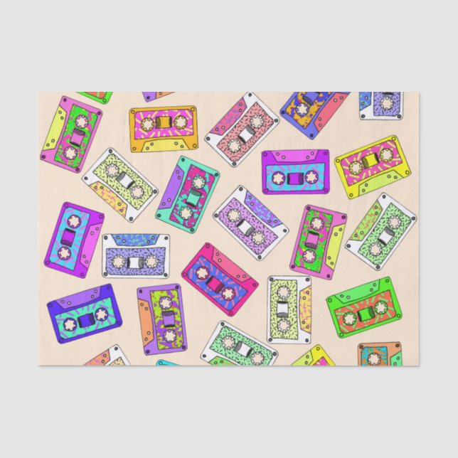 Papier Mousseline Rétro enregistreurs à cassettes modelés des années (Recto)