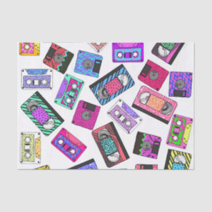 Papier Mousseline Rétro enregistreurs à cassettes modelés des années