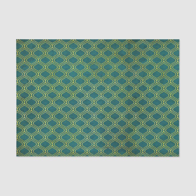 Papier Mousseline Rétro géométrique vert (Recto)