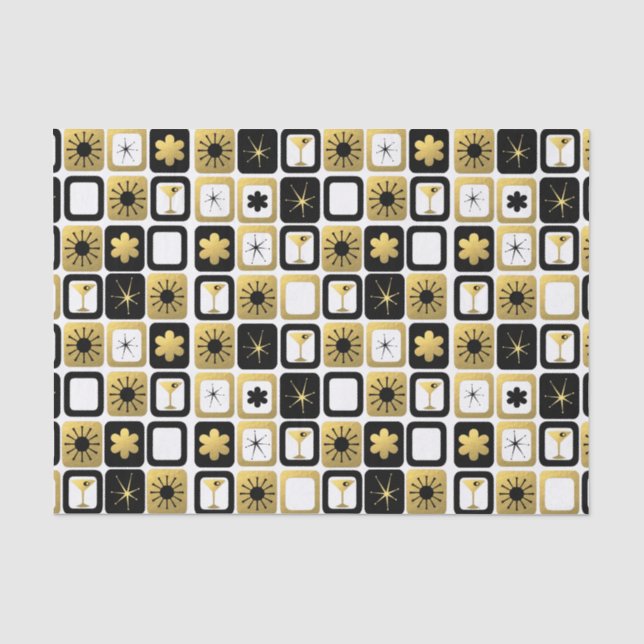 Papier Mousseline Retro Glamorous Gold Tissue Paper (Recto)