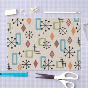Papier Mousseline Retro Mid-Century moderne Atomique Abstrait Motif