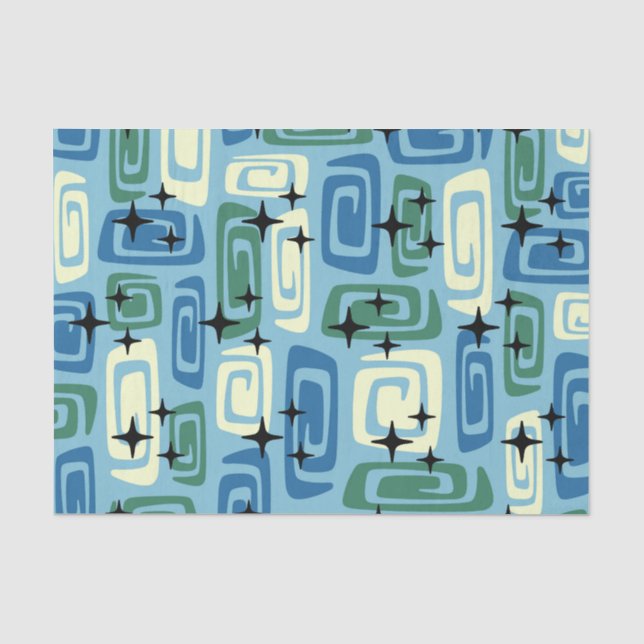 Papier Mousseline Retro Mid-Century moderne Cosmique Abstrait Motif (Recto)