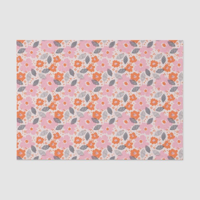 Papier Mousseline Rétro motif floral mignon (Recto)