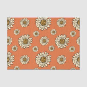 Papier Mousseline Rétro Orange Daisy Floral Pattern Artisanat