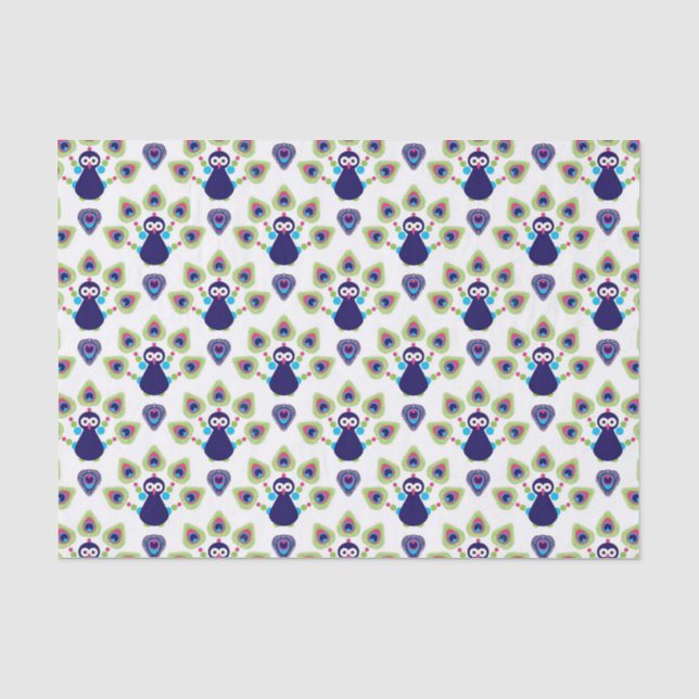 Papier Mousseline rétro paon exotique de l'Inde (Recto)