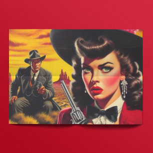 Papier Mousseline Retro Pulp Western Girl