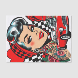 Papier Mousseline Retro Rockabilly Comic fille
