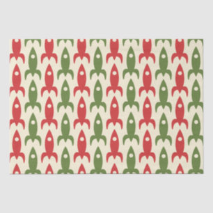 Papier Mousseline Retro Rockets Âge atomique Rétro Motif de Noël
