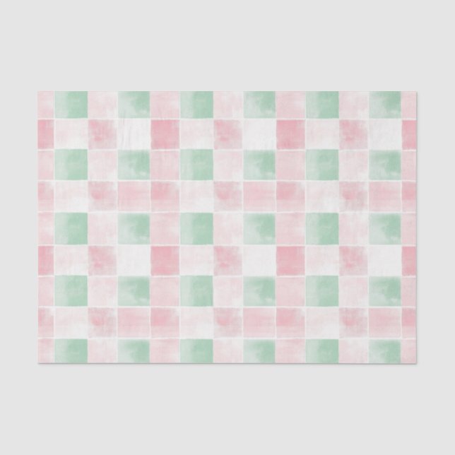 Papier Mousseline Retro rose vert mignon Noël (Recto)