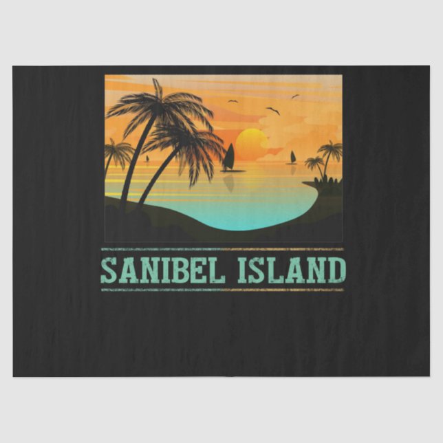 Papier Mousseline Retro Sanibel Island Floride Tropical Sunset Beach (Recto)
