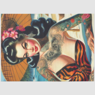 Papier Mousseline Retro Tattoo Beach Pin-up