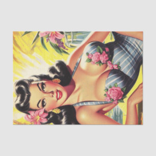 Papier Mousseline Retro Tropical Summer Pin up