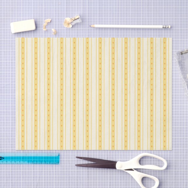 Papier Mousseline Retro Vanilla Yellow Heart Stripes Bakery (Artisanat)