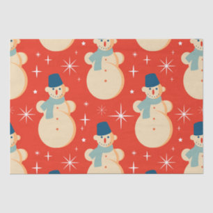 Papier Mousseline Retro Vintage Christmas Snowman Motif Party