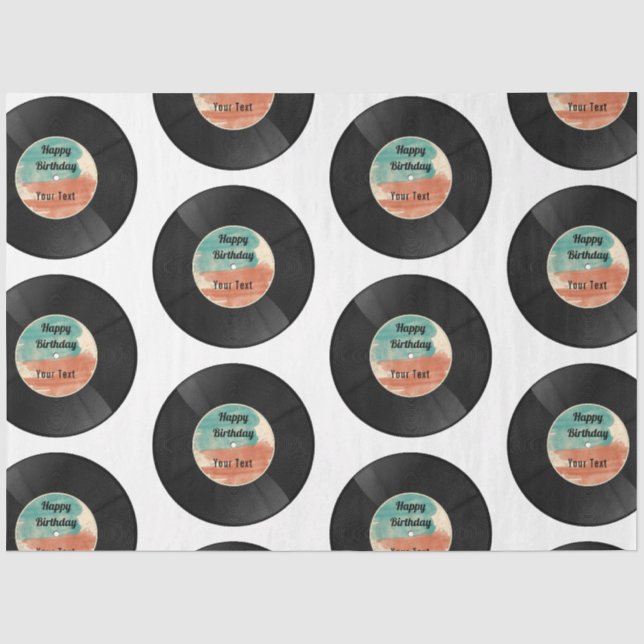 Papier Mousseline Retro Vinyl Record Musique Anniversaire (Recto)
