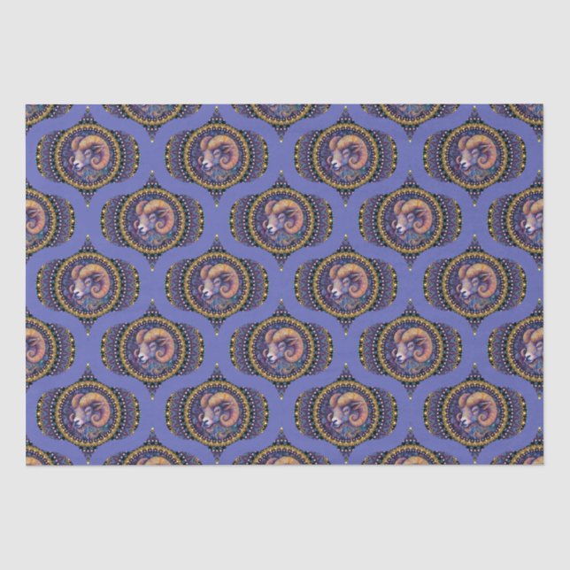 Papier Mousseline Retro Whimsical Aries Astrology Mandala Pattern (Recto)