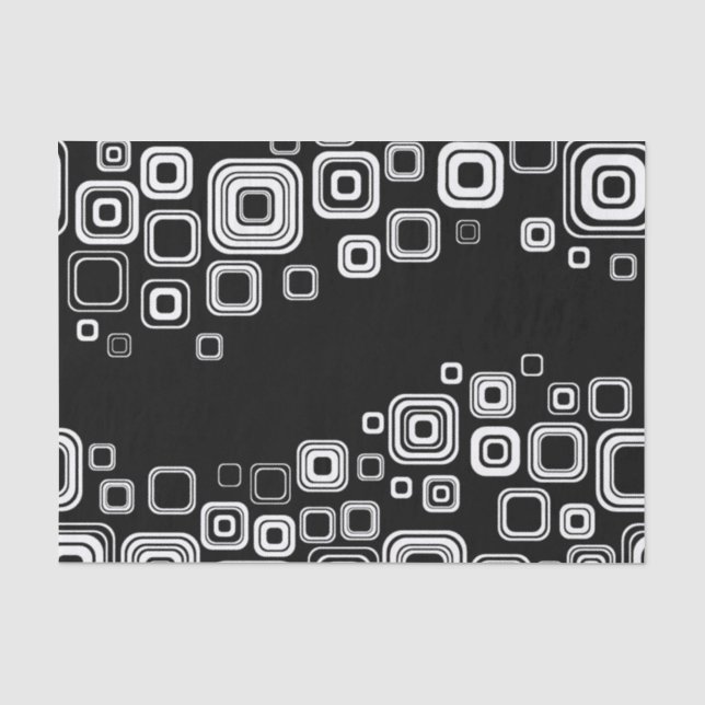 Papier Mousseline Rétros carrés noirs et blancs (Recto)