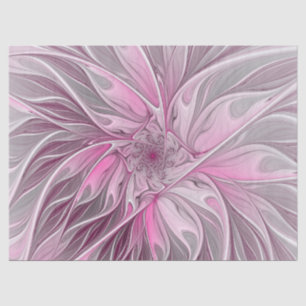 Papier Mousseline Rêve de fleur rose fractal, Motif d'Imaginaire flo