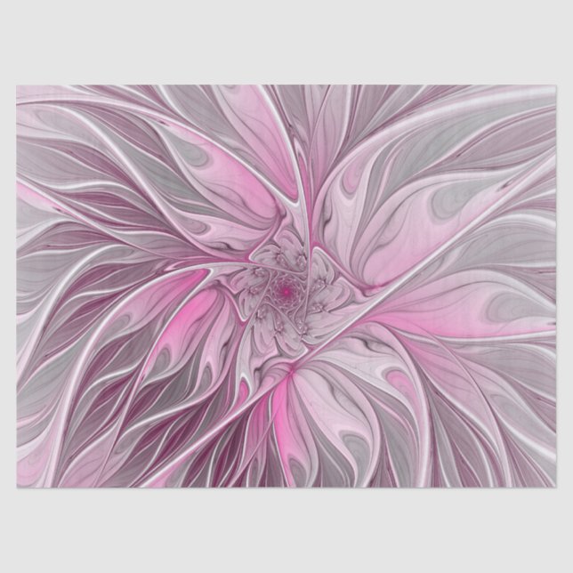 Papier Mousseline Rêve de fleur rose fractal, Motif d'Imaginaire flo (Recto)