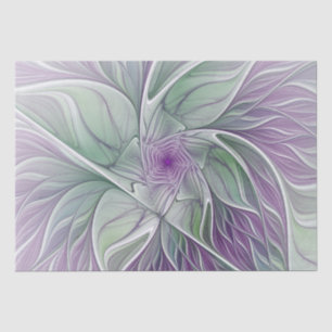 Papier Mousseline Rêve de fleurs, Abstrait violet vert Fractal Art