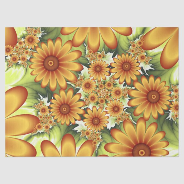 Papier Mousseline Rêve Floral, Art Fractal Moderne Abstrait Fleur (Recto)