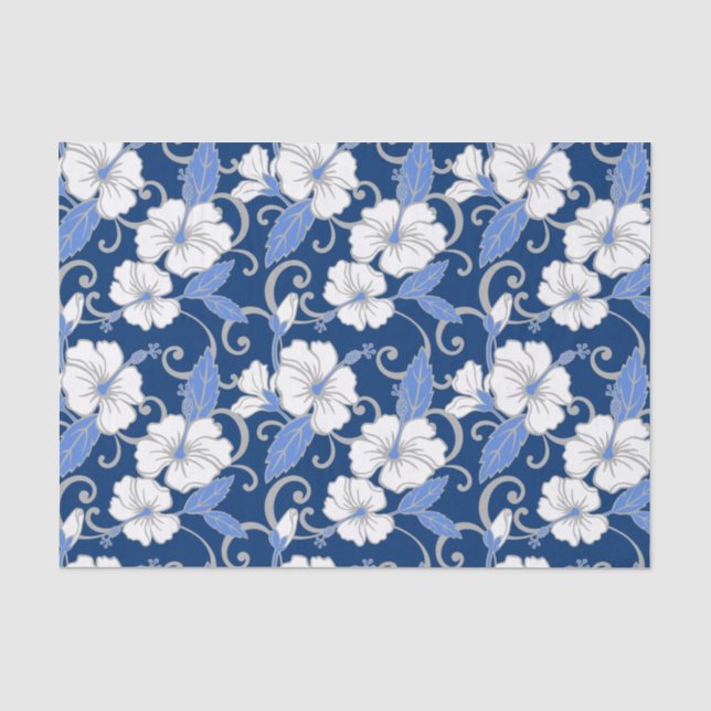PAPIER MOUSSELINE RÊVE POLYNÉSIENNE (BLEU) (Recto)