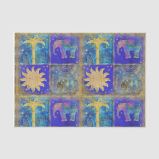 Papier Mousseline Rêve tropical bleu