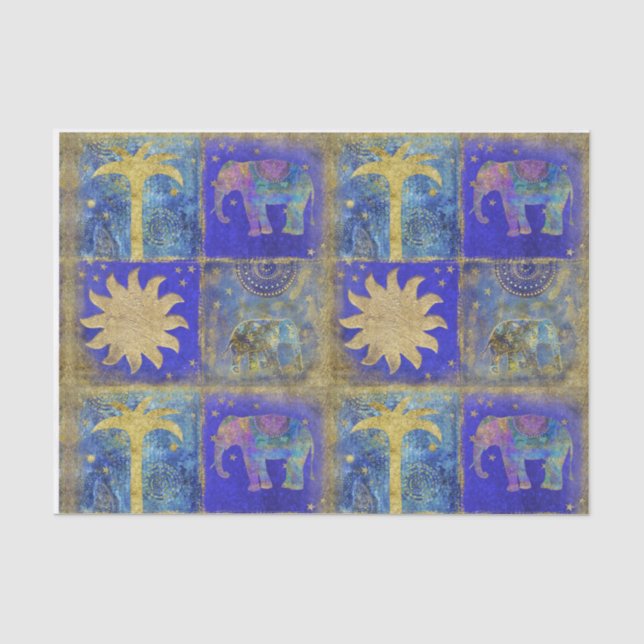 Papier Mousseline Rêve tropical bleu (Recto)