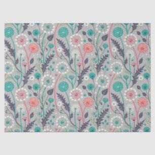 Papier Mousseline Rêve turquoise & Crimson Dandelion - Stylisé Flora