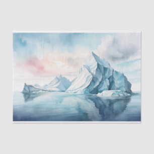 Papier Mousseline Rêves arctiques, Élégance gelée, Iceberg aquarelle