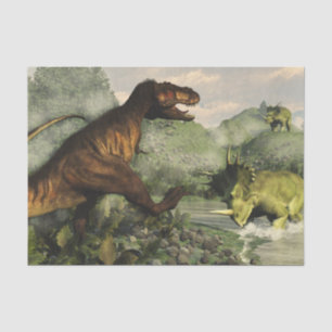 Papier Mousseline Rex de Tyrannosaurus luttant contre le