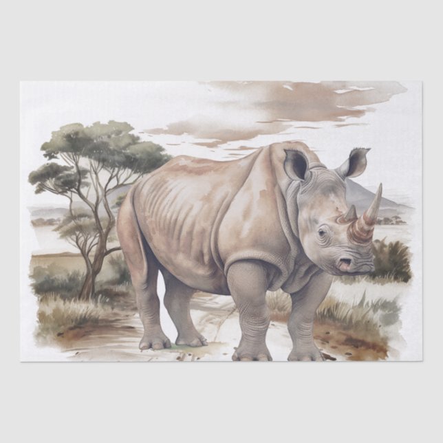 Papier Mousseline Rhino d'Afrique (Recto)
