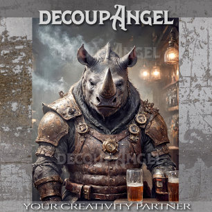 Papier Mousseline Rhino Warrior Boire Bière - Découpage -