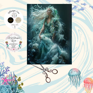 Papier Mousseline Robe mystique sarcelle de sirène de mer découpée