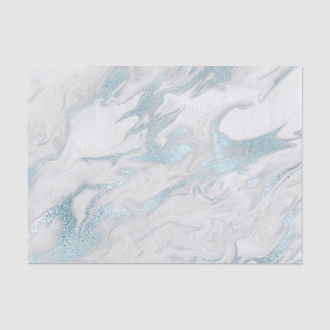 Papier Mousseline Robins Oeuf Bleu et Blanc Marbré papier de tissus (Recto)