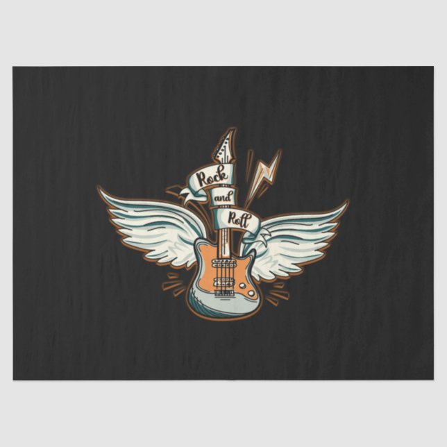 Papier Mousseline Rock & Roll Guitar Wings Musique (Recto)