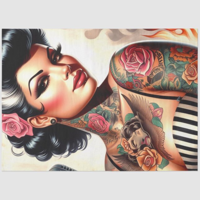 Papier Mousseline Rockabilly Pin-up (Recto)