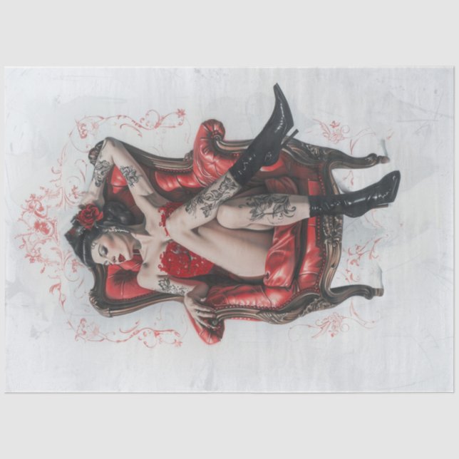 Papier Mousseline Rockabilly Scarlet (Recto)