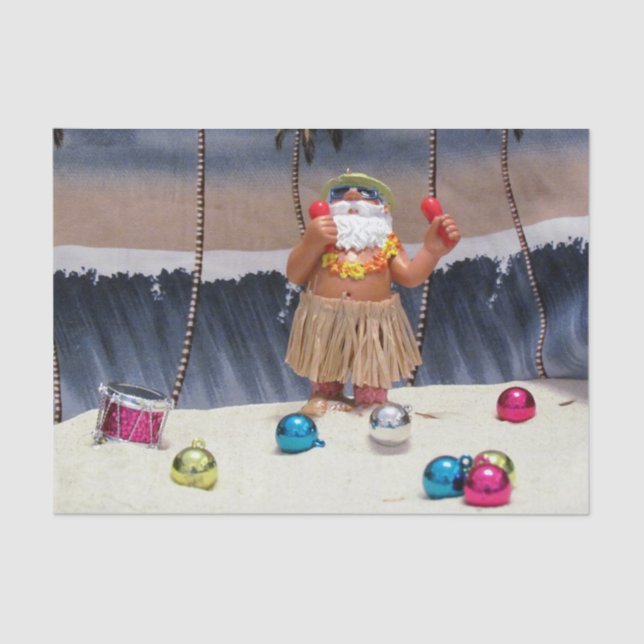 Papier Mousseline Rockin Beach Party Père Noël Tissu de Noël (Recto)