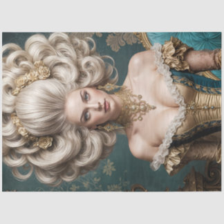 Papier Mousseline Rococo Queen Baroque Portrait Decoupage