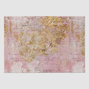 Papier Mousseline Rococo romantique Dusty Rose dentelle antique